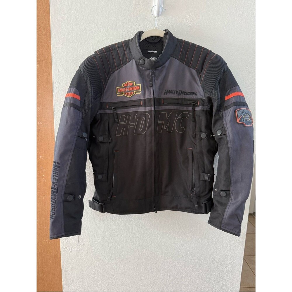 Harley-Davidson Black & Gray H-D MC Textile Performance Jacket with Red Accents